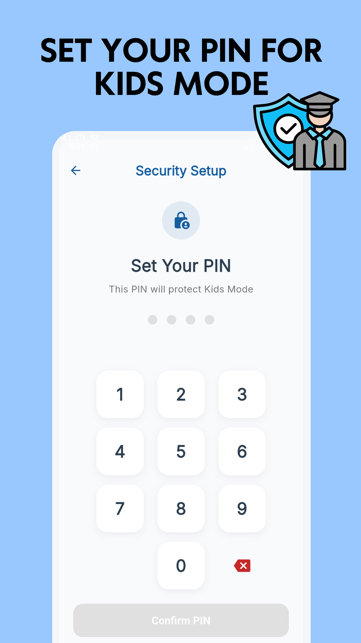 Secure Parental Control PIN setup