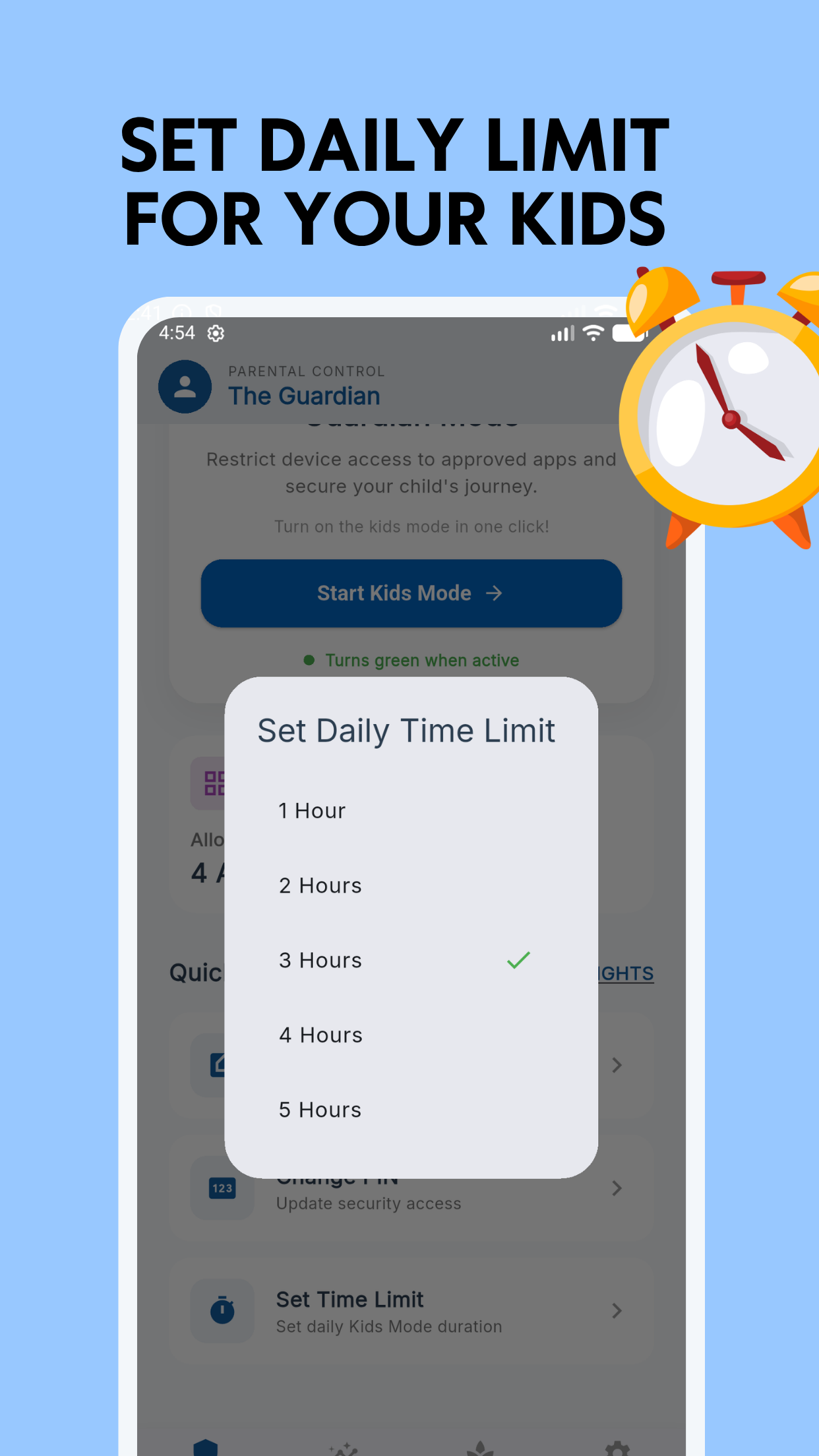 Screen Time limit settings